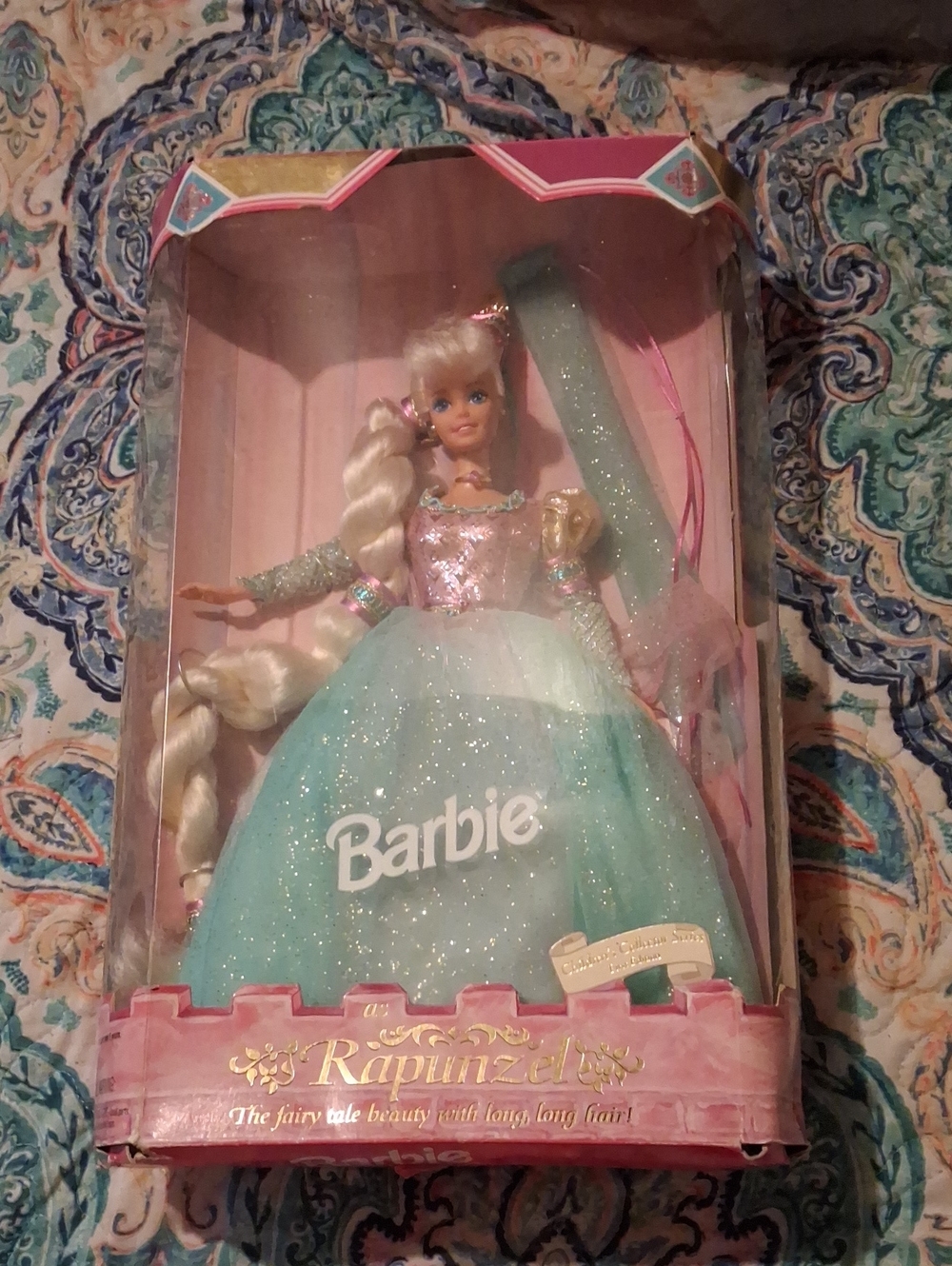 Barbie Rapunzel Doll in Aqua Sparkle Gown with Pink Bodice